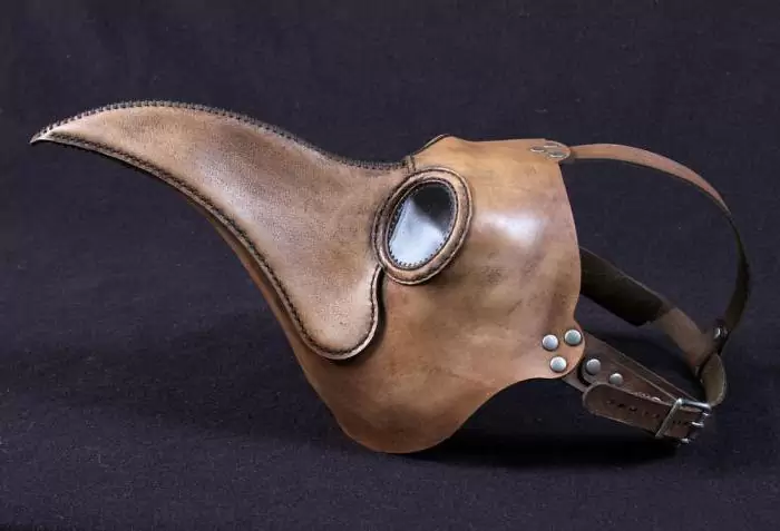 Plague doctor mask on a black background